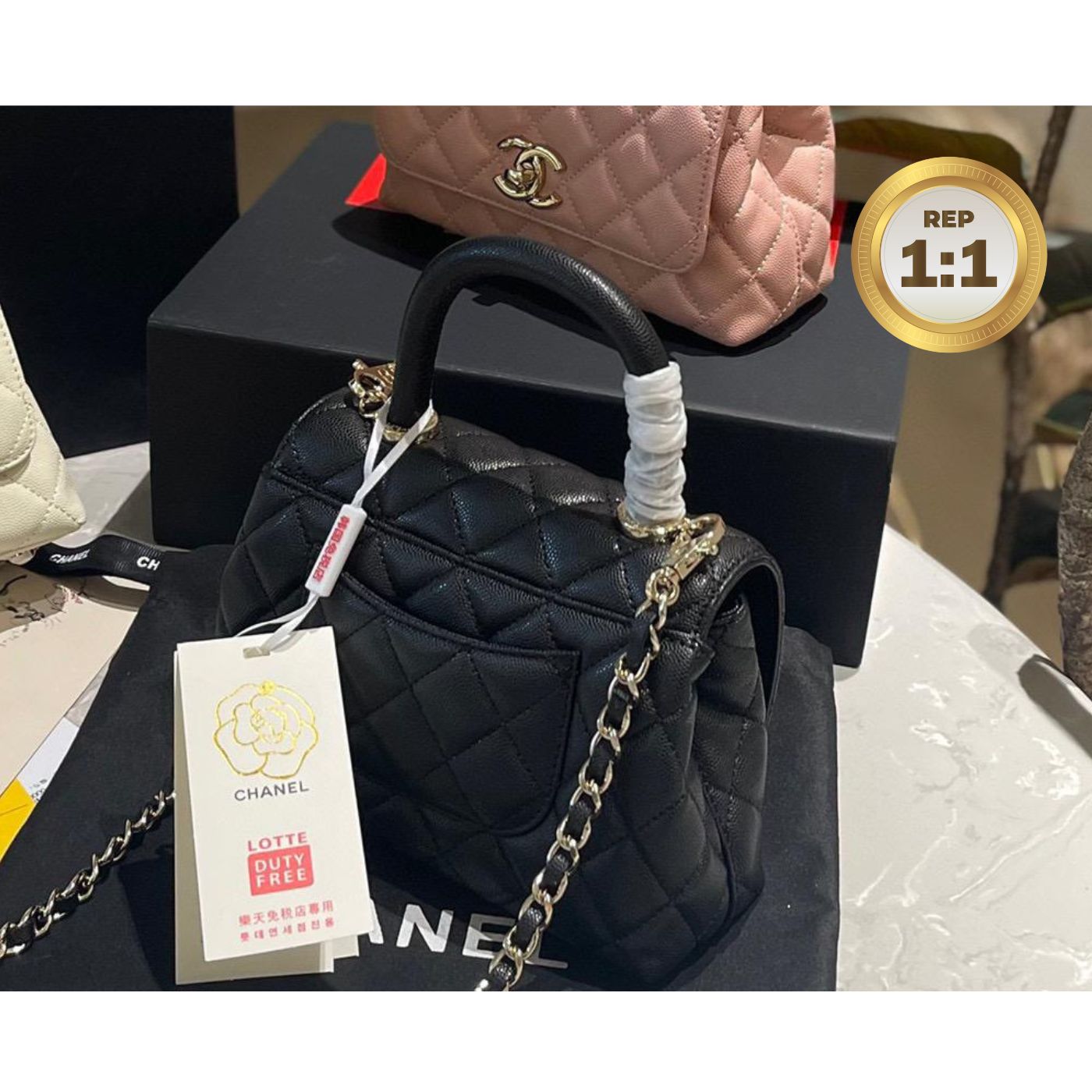 [REP 1:1] Chanel Coco With Top Handle Bag Black For Women 9.4in/24cm